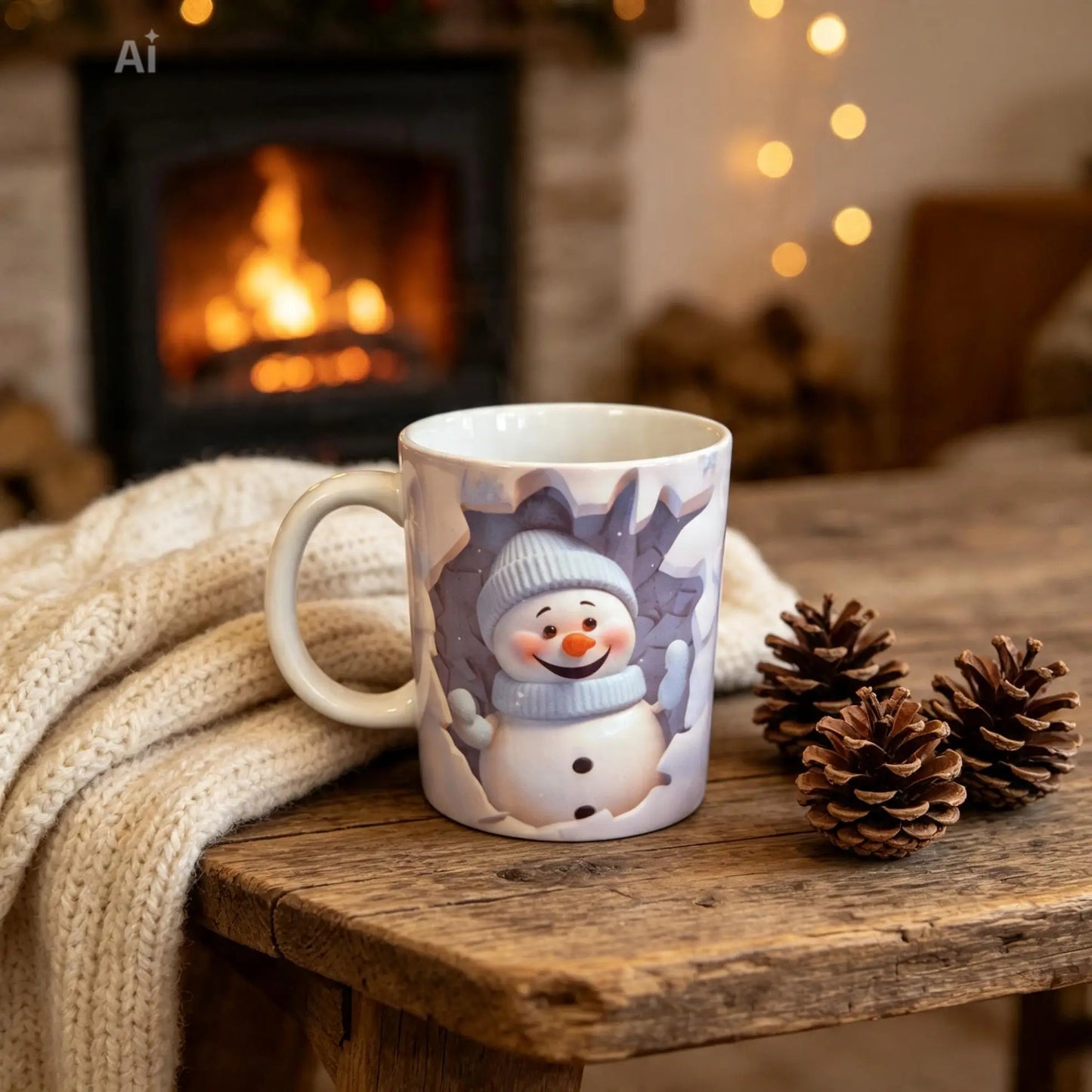 Cheery snowman Christmas mug