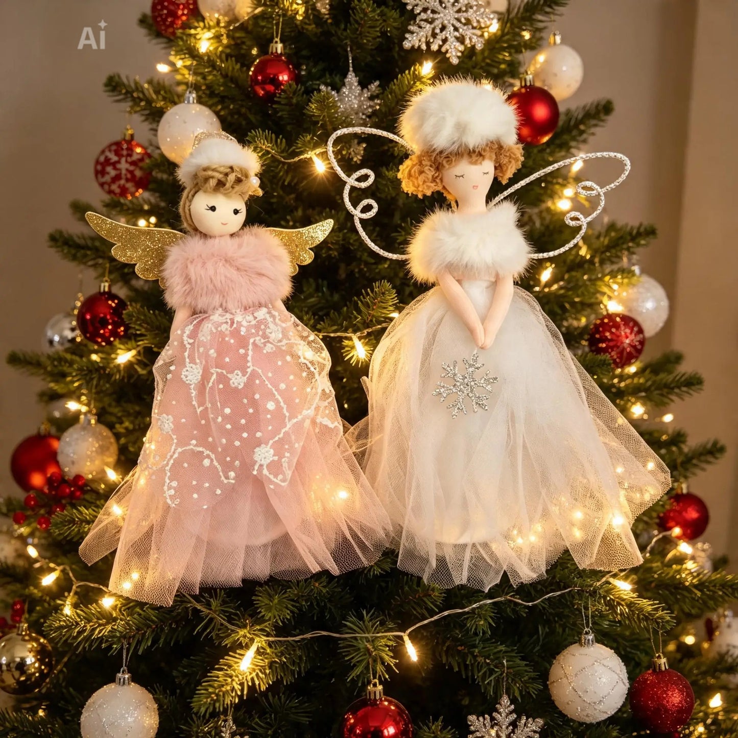 Joyful Fairy Tree Topper in White or Pink