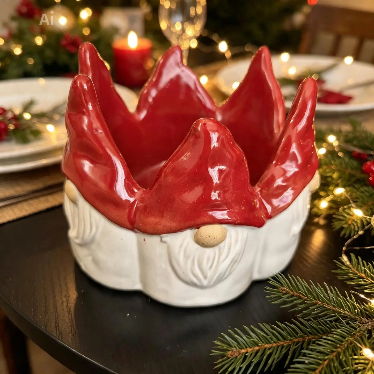 Red Ceramic Gonk Pot 12cm - Home pot
