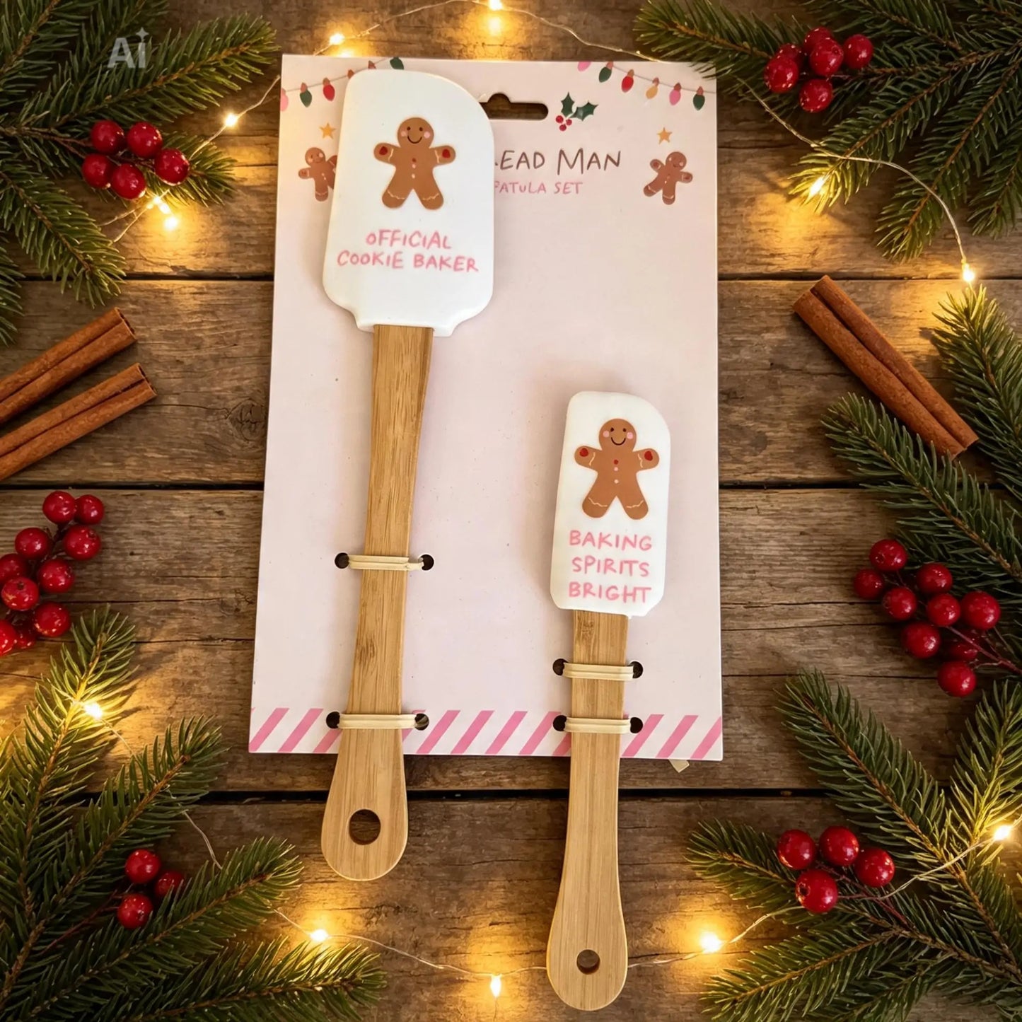 Gingerbread man silicone spatula set