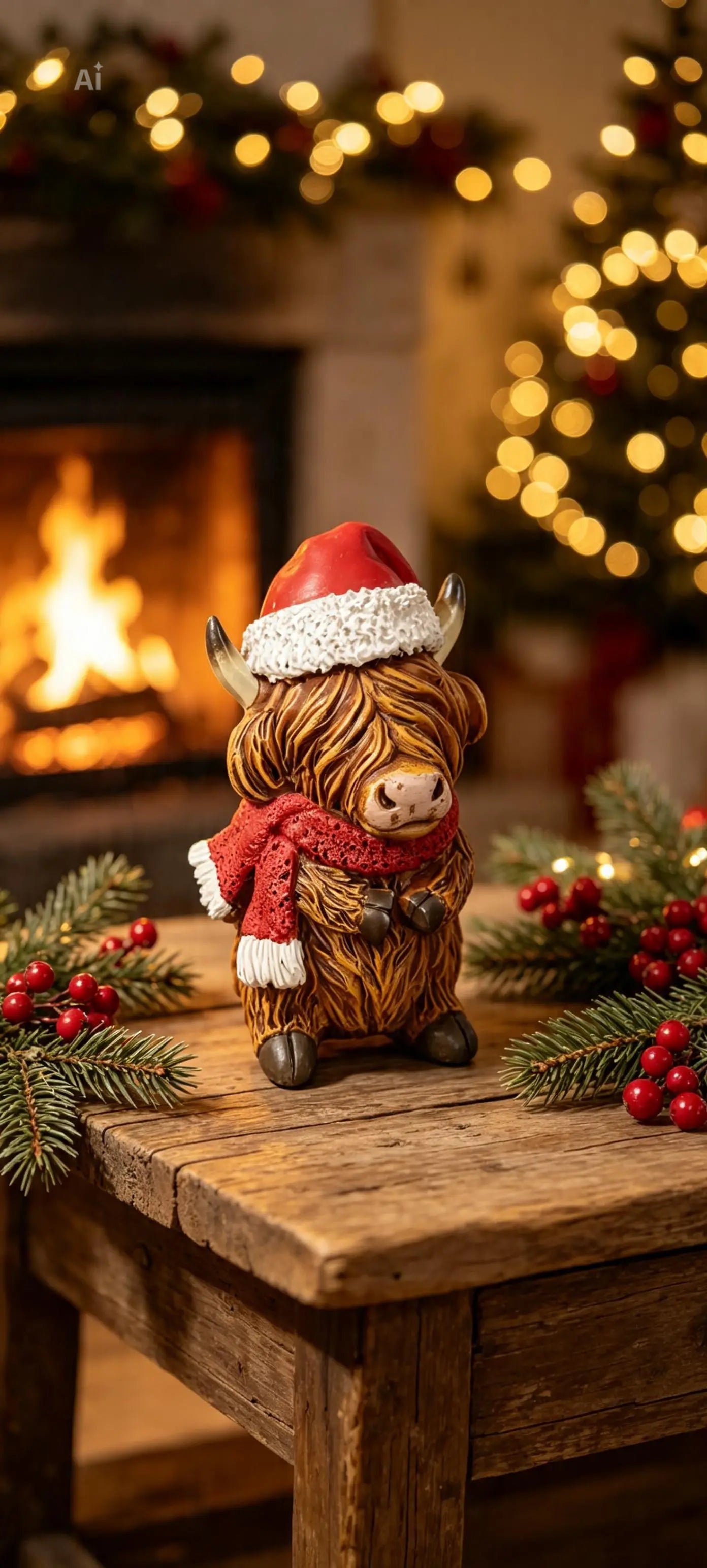 Xmas highland cow with hat various options