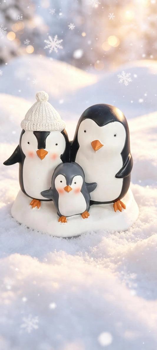 Penguin family ornament
