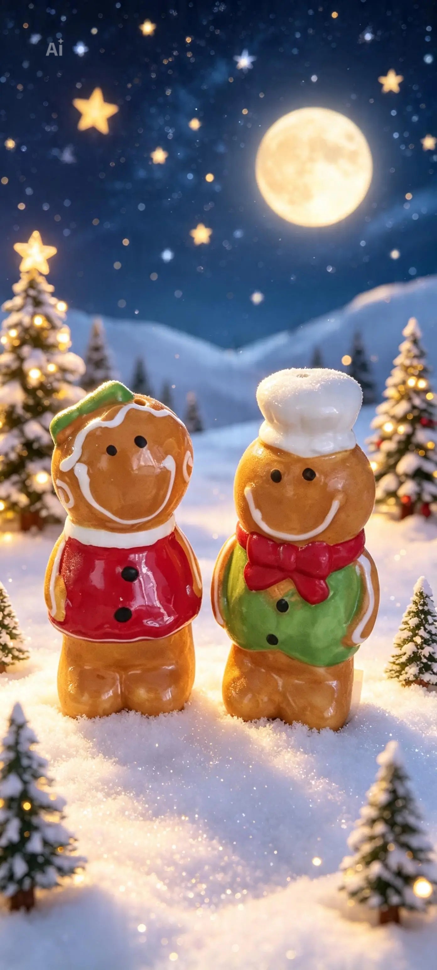 Christmas Gingerbread People Salt and Pepper pots