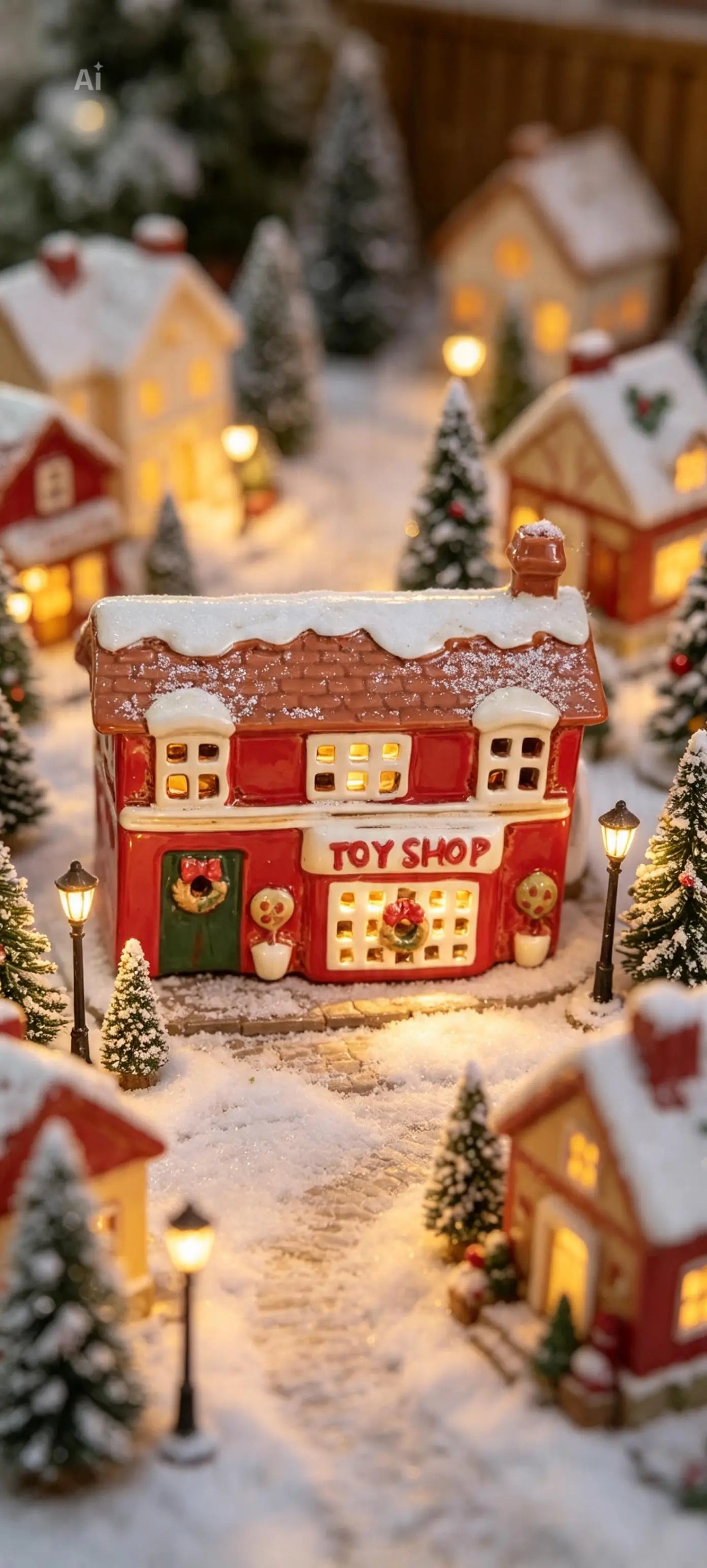 Village Pottery Christmas Toy Shop Tealight Candle Holder