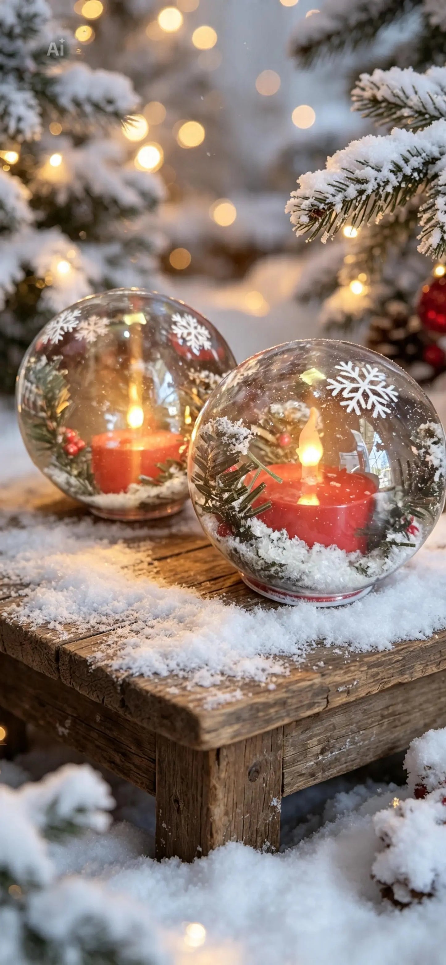Frosty Christmas LED Candle Ball 2 Sizes