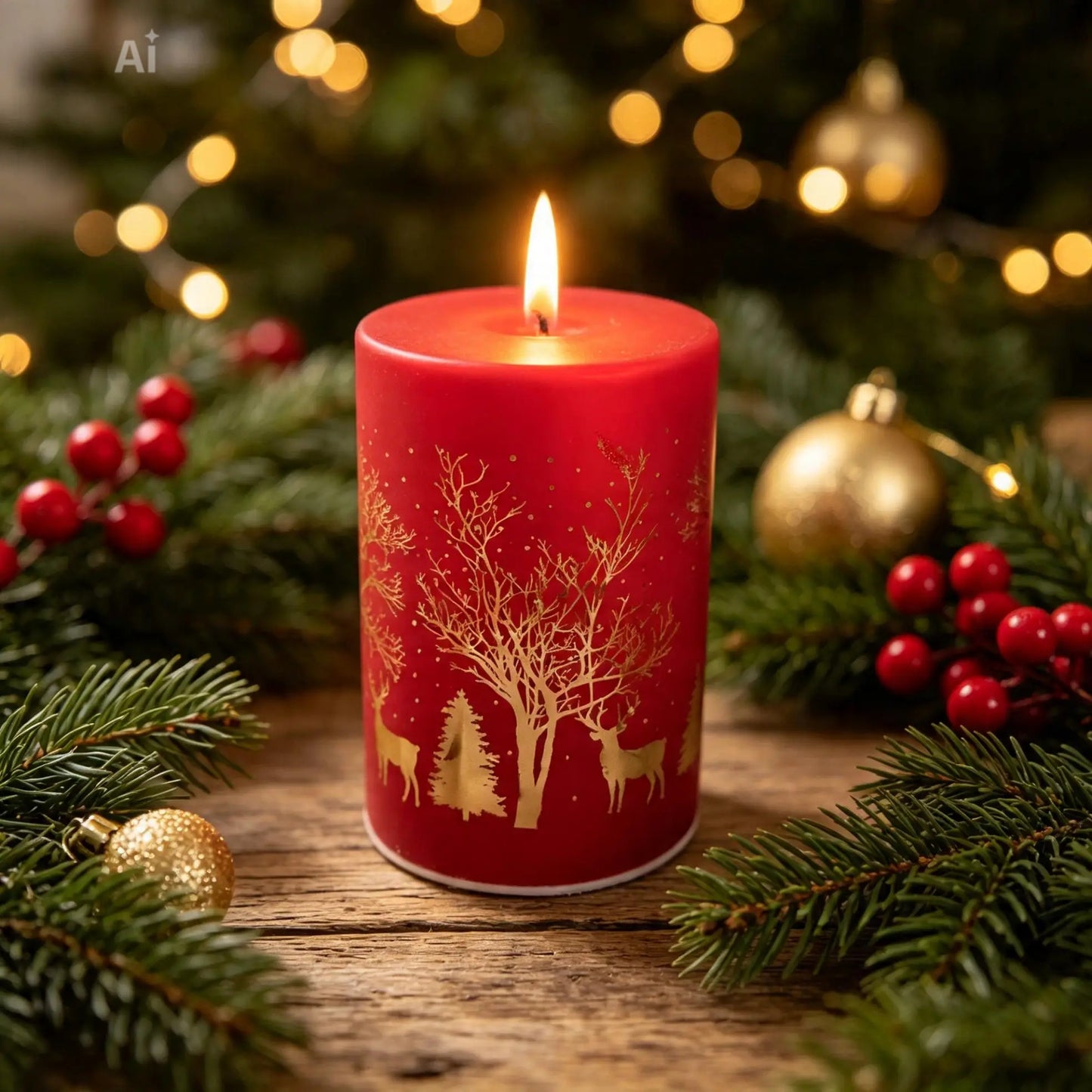 Bright xmas led  candle effect decor red