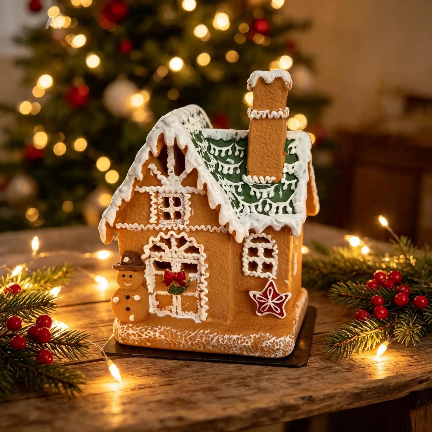 Xmas LED House Gingerbread Large