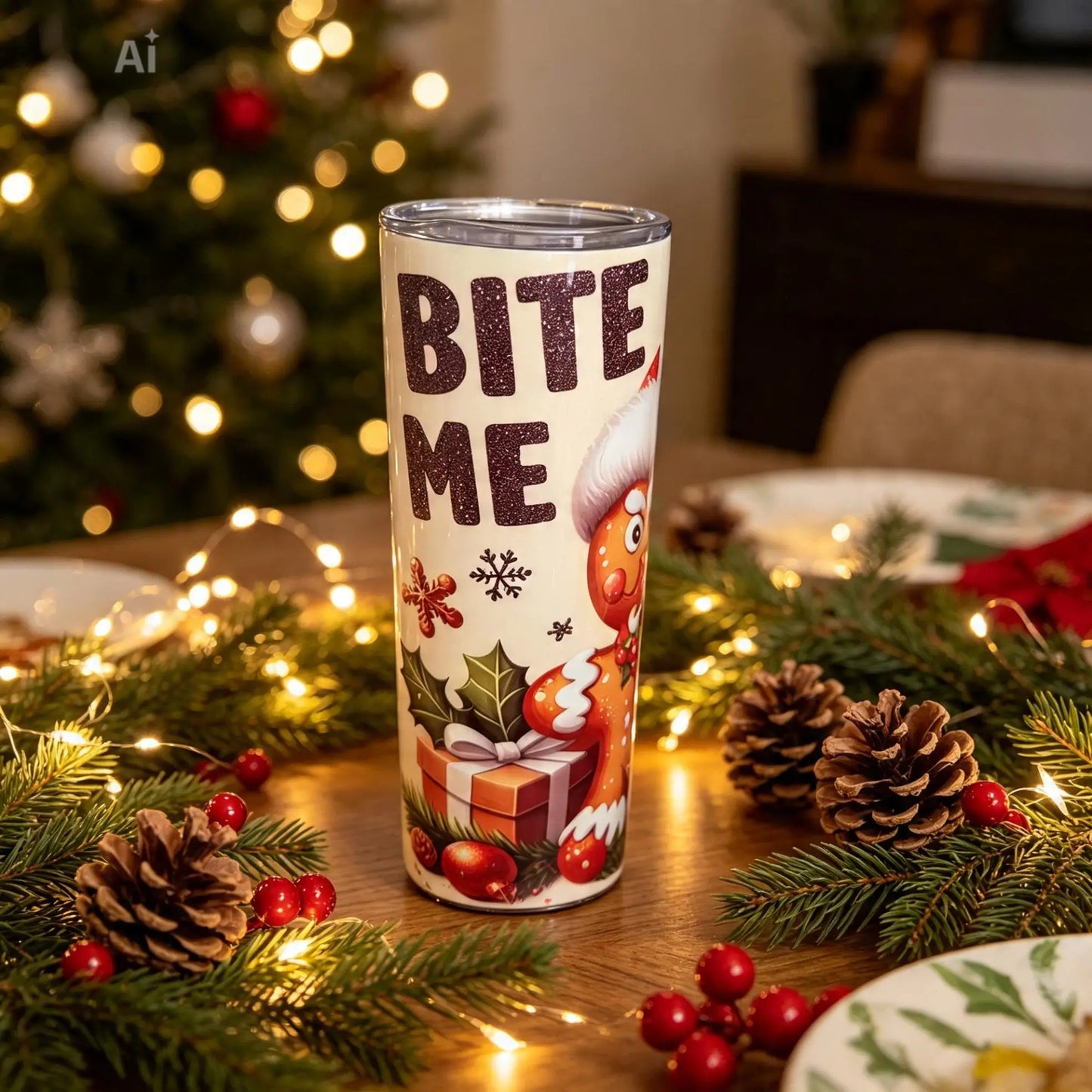 "Bite Me" Stainless Steel Gingerbread Man Tumber