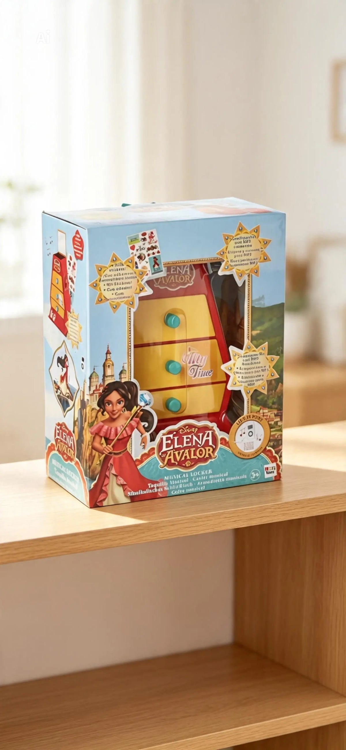 Disney Elena of Avalor Musical Locker, featuring a red and yellow design with three drawers.