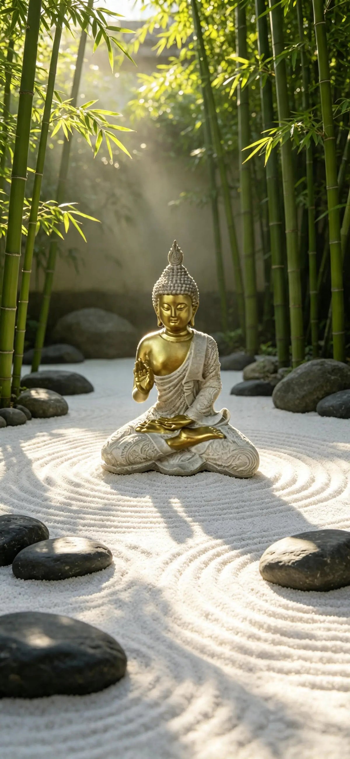 Thai Buddha Meditation Resin Ornament with Sandstone & Gold Effect (19cm)