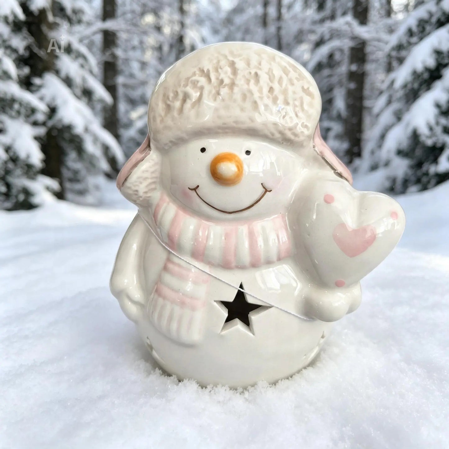 Pastel Pink LED Jolly Snowman