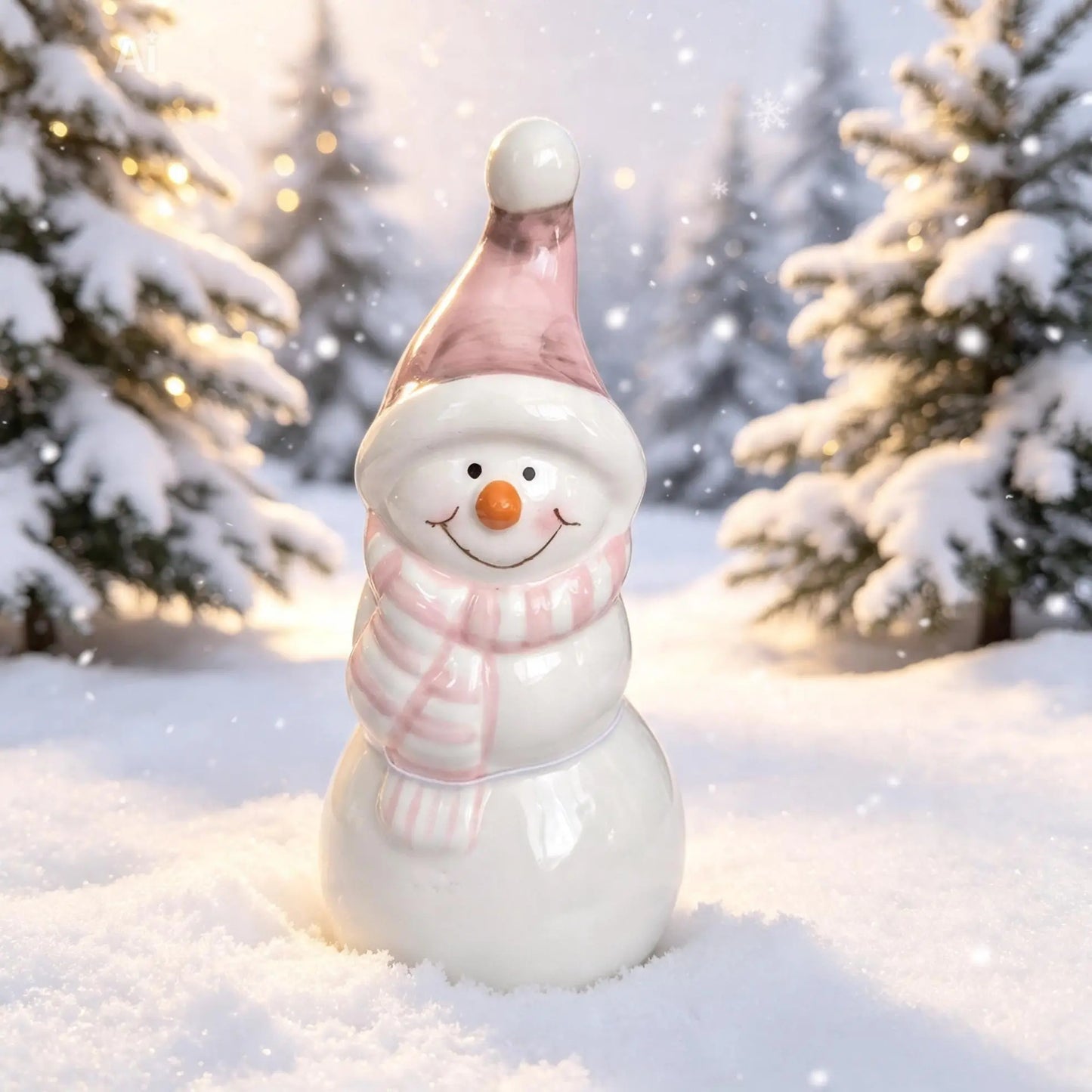 Pastel Pink Tall Snowman