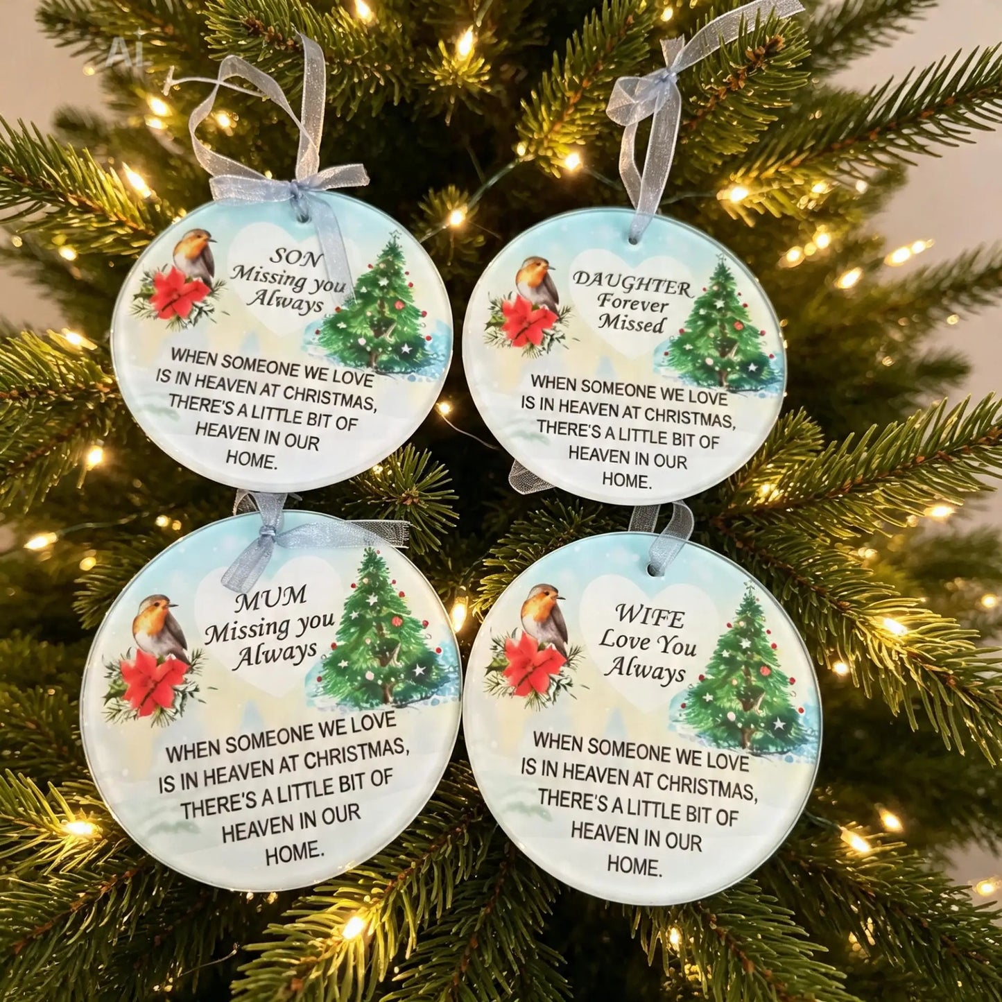 Xmas Robin Tree Hanging Disc - Hangable Decor various Ornaments Decoration