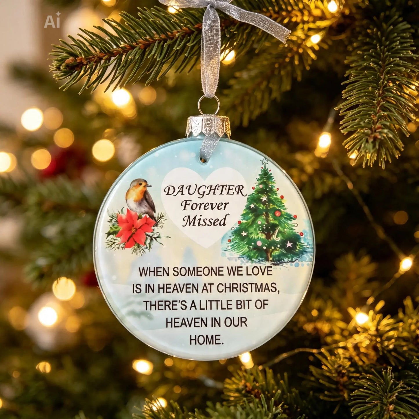 Xmas Robin Tree Hanging Disc - Hangable Decor various Ornaments Decoration