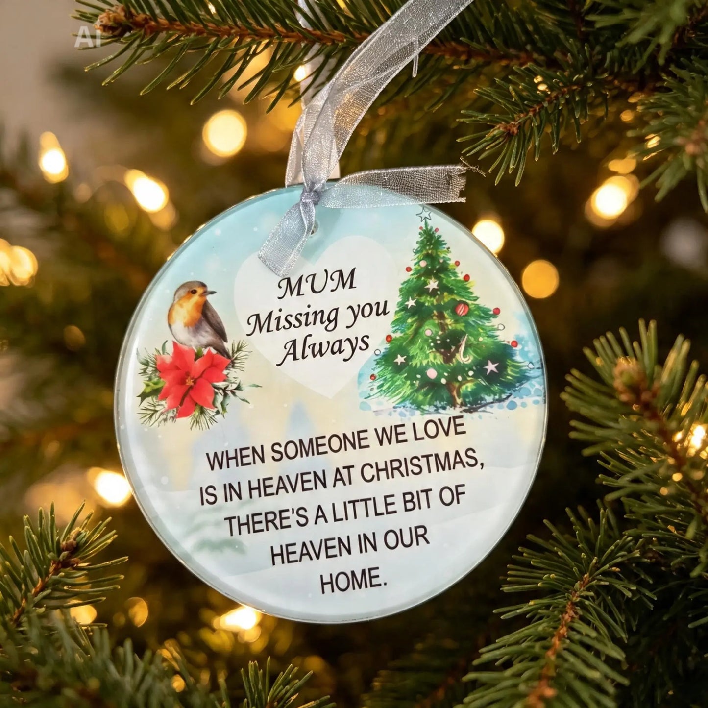 Xmas Robin Tree Hanging Disc - Hangable Decor various Ornaments Decoration