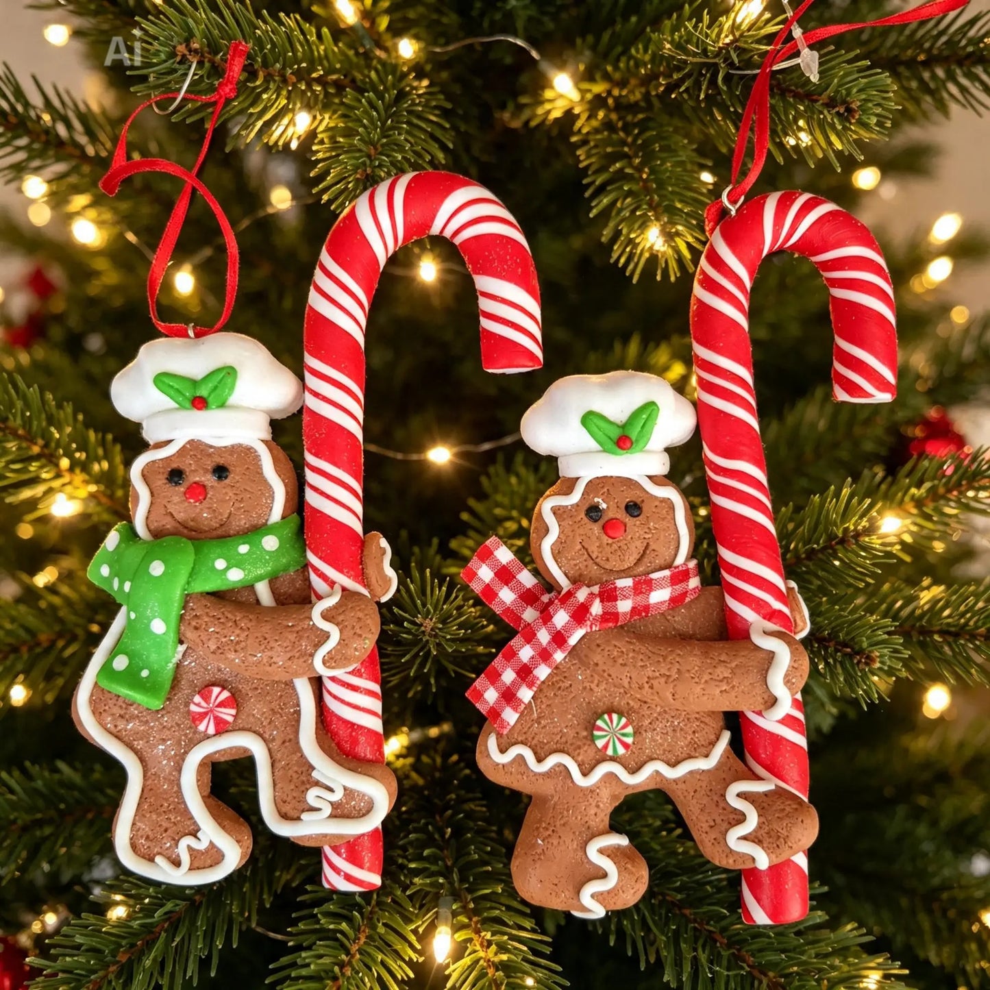 Christmas Cookie Gingerbread Man With Candy Cane ornament