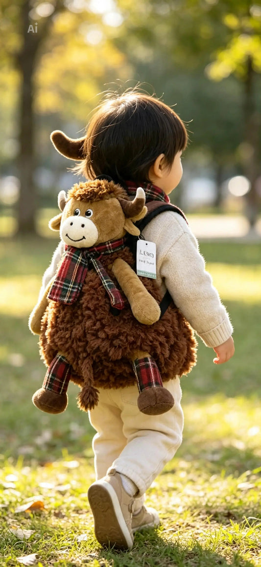 Highland Cow Backpack for Children and Adults with Zip Opening - Novelty Gift