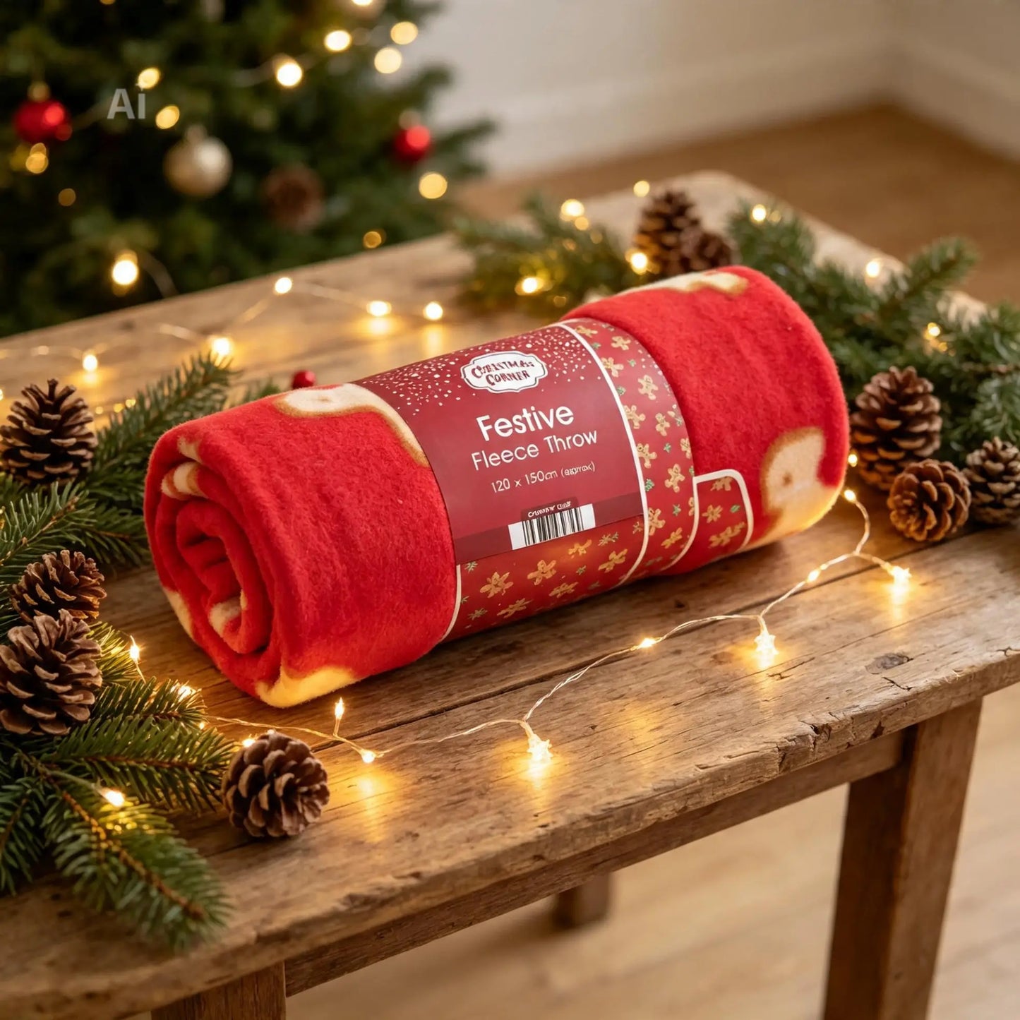 Festive fleece gingerbread throw 120 x150cm