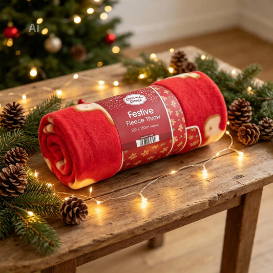 Festive fleece gingerbread throw 120 x150cm