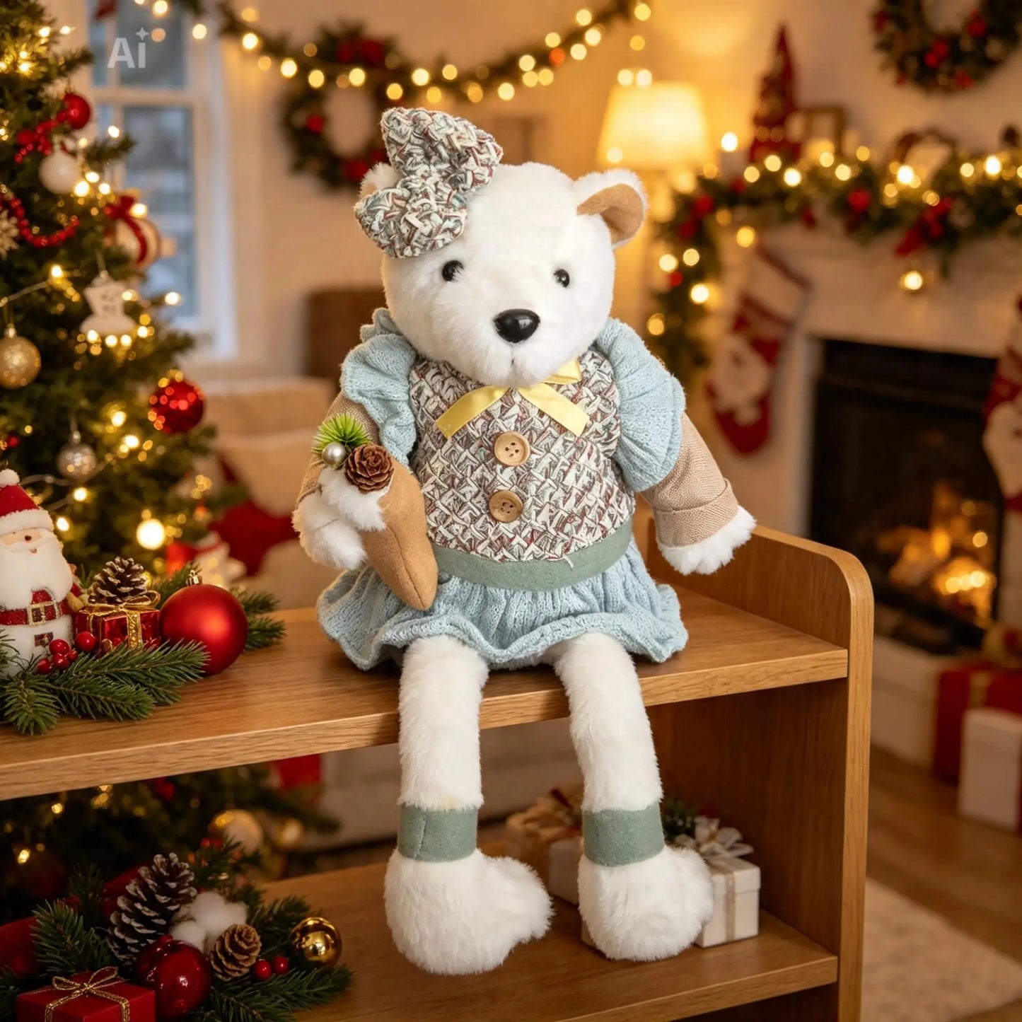 Plush Polar Bear With hanging legs, 2 designs to choose