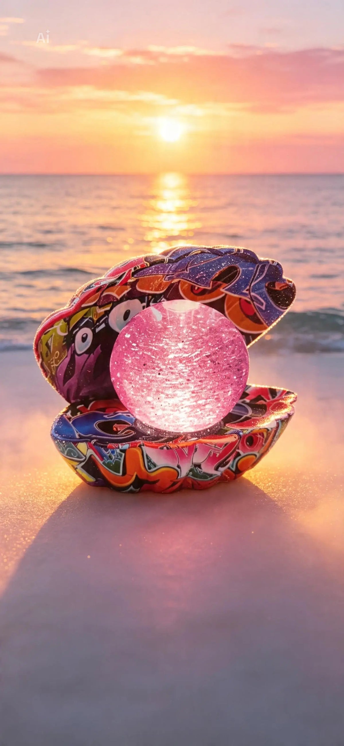 Sea Shell colour changing Glitter lamp