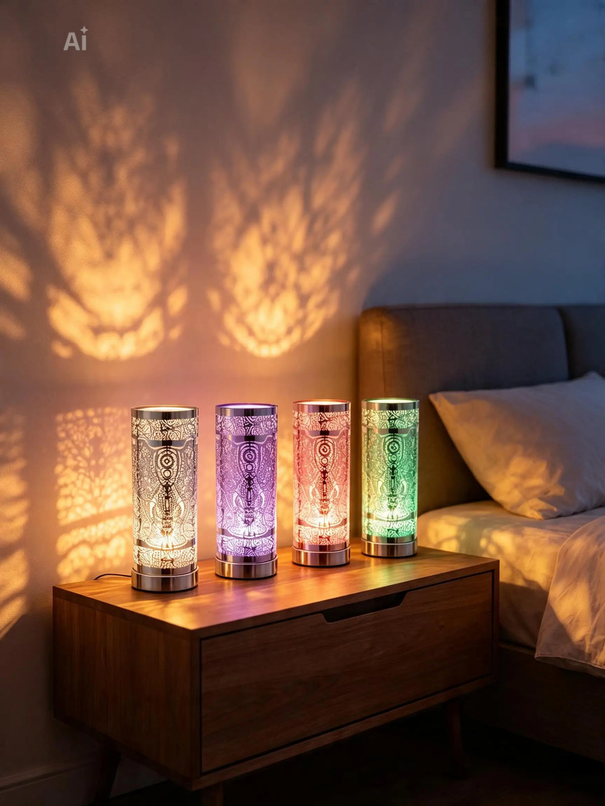 Colour Changing LED Aroma Lamp - Silver Elephant Festival