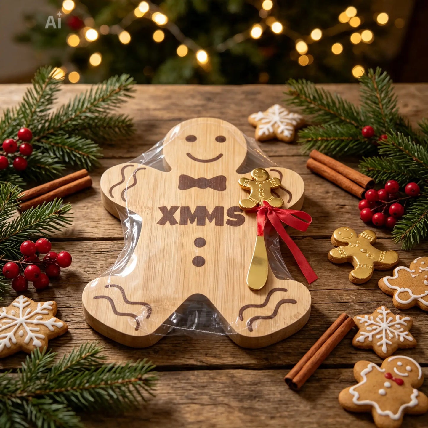 Small gingerbread cheese board with knife