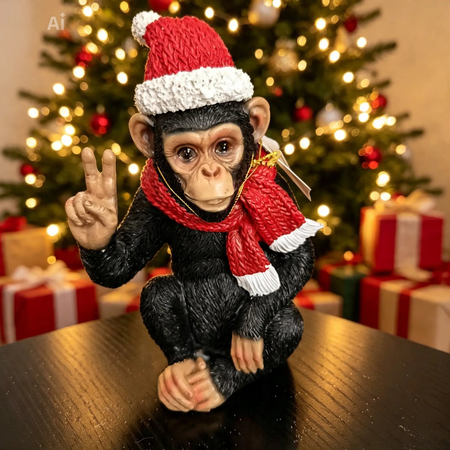 Festive monkey peace sign
