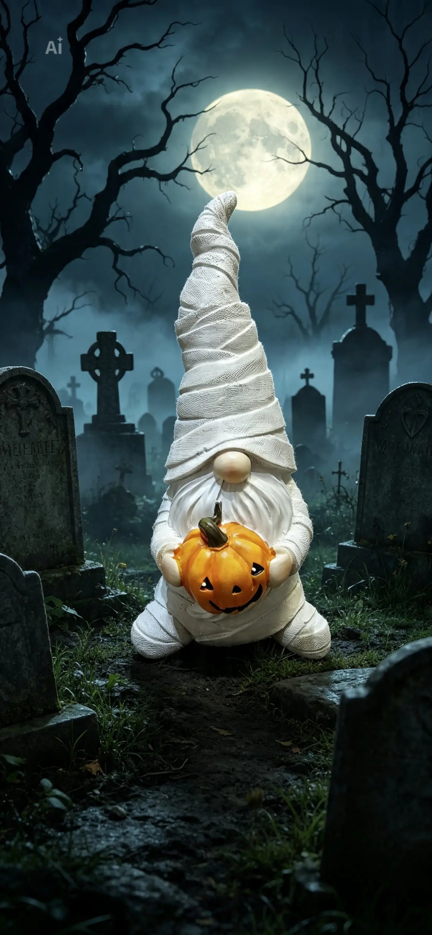Mummified gonk with pumpkin