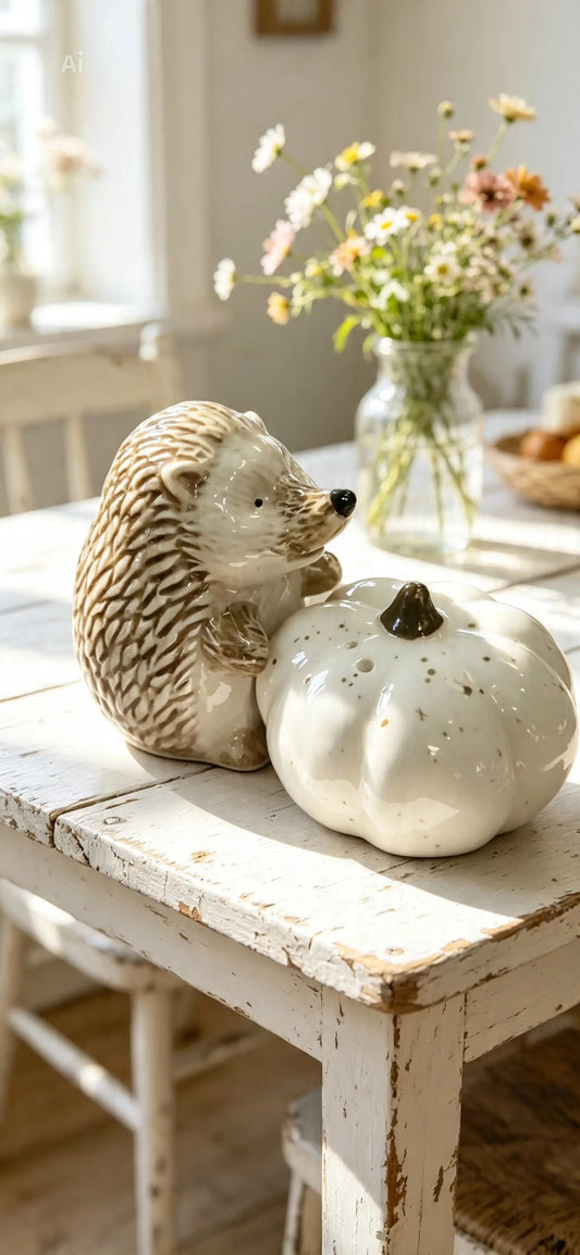 Country living Hedgehog & Pumpkin salt and pepper shaker set