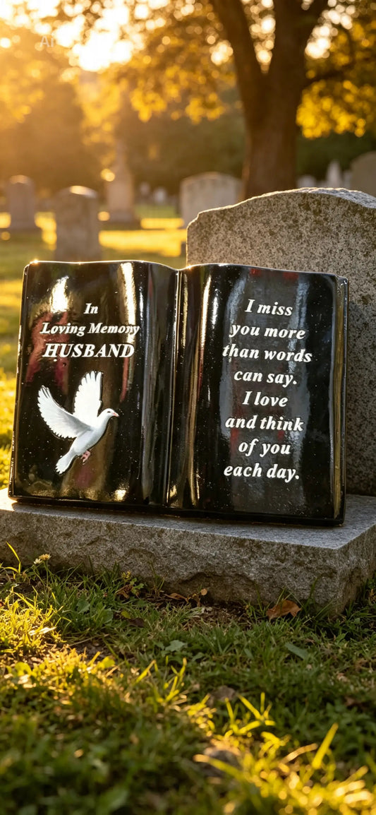 Black Graveside Book with dove