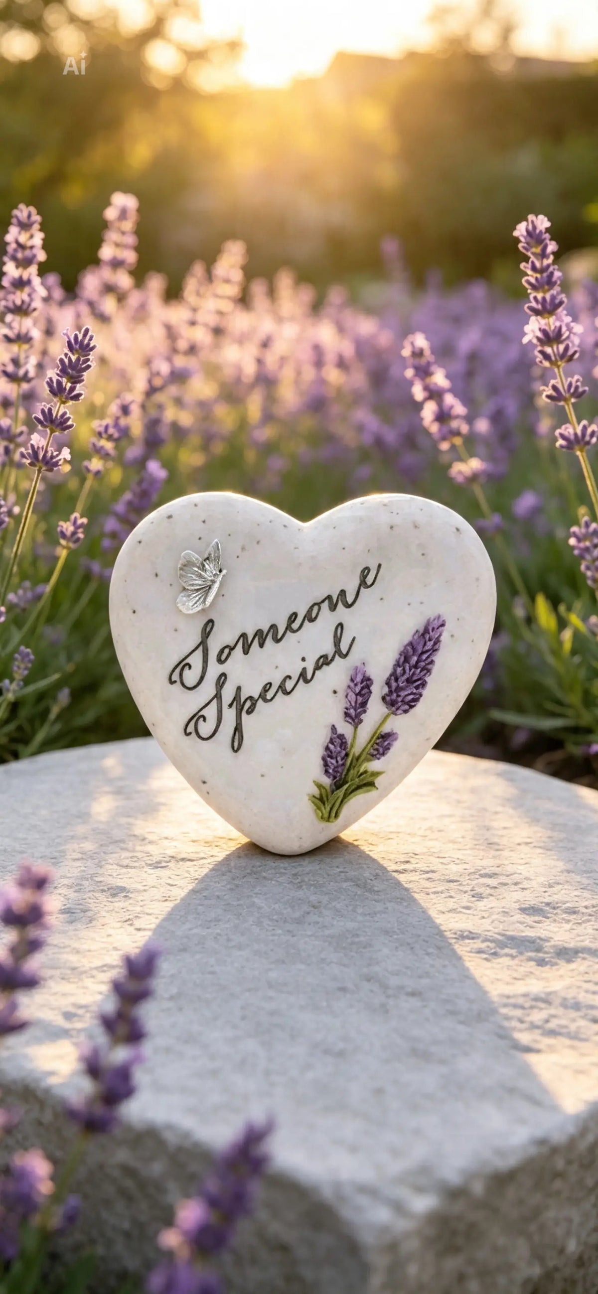 Thoughts of You Small Lavender Heart Stone