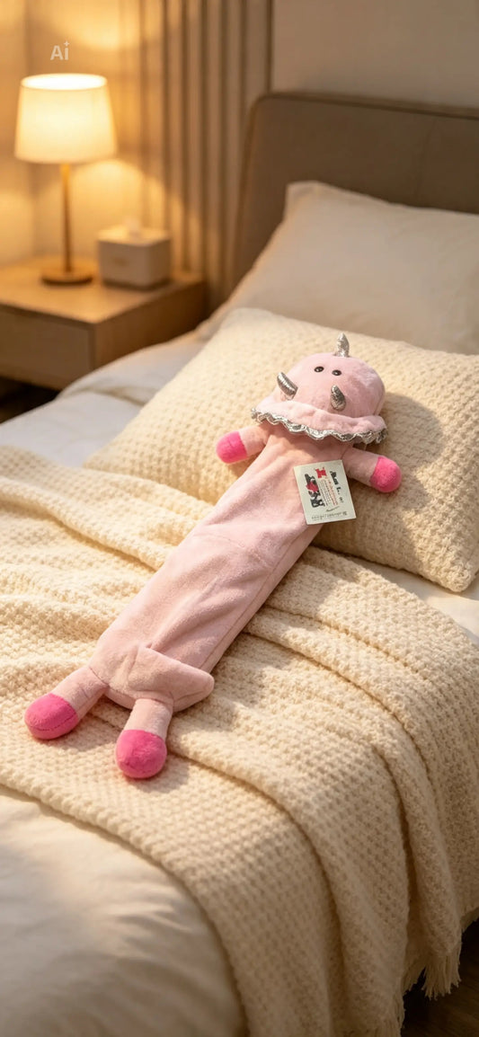 Long Dinosaur Plush Hot Water Bottle - Soft Stuffed Toy for Cozy Nights