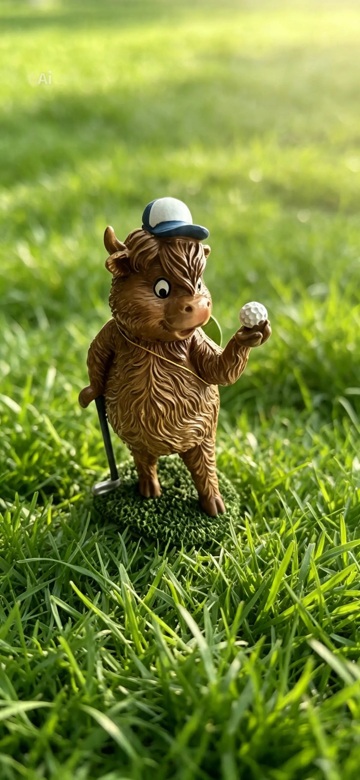 Golfing Highland cow
