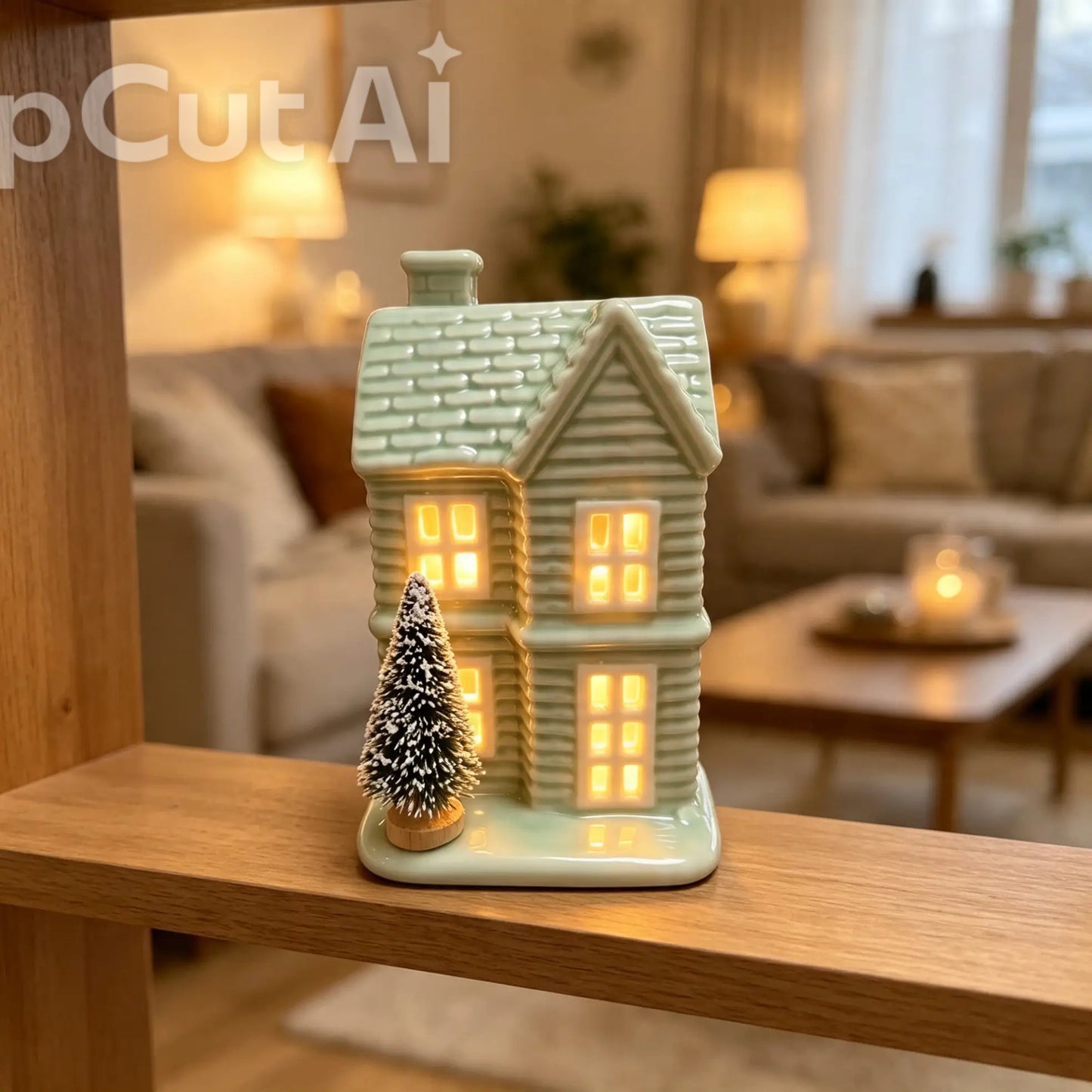 Festive Sage Tealight House