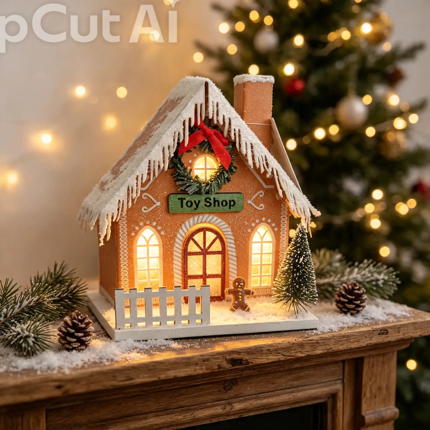 Gingerbread Toy Shop LED House.