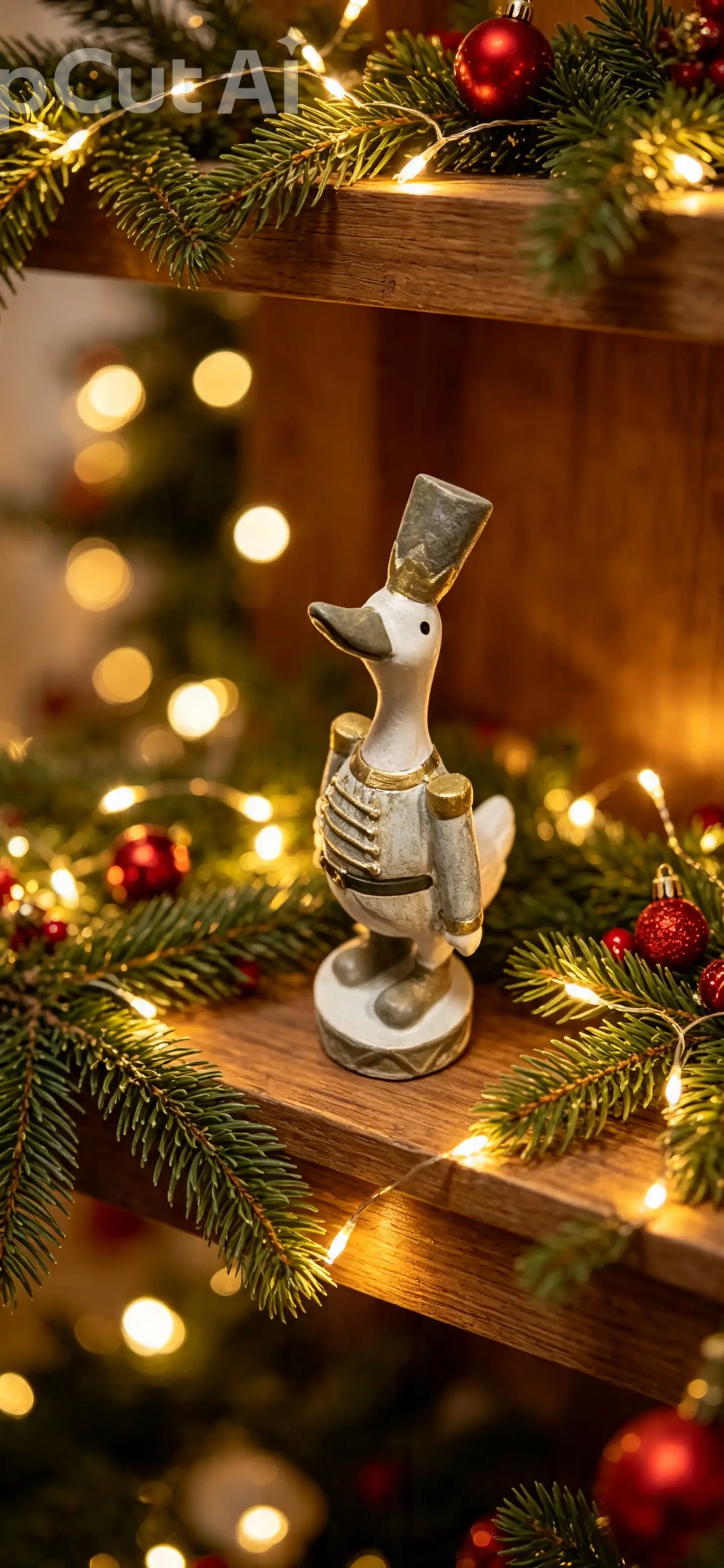 cream duck nutcracker Christmas small
