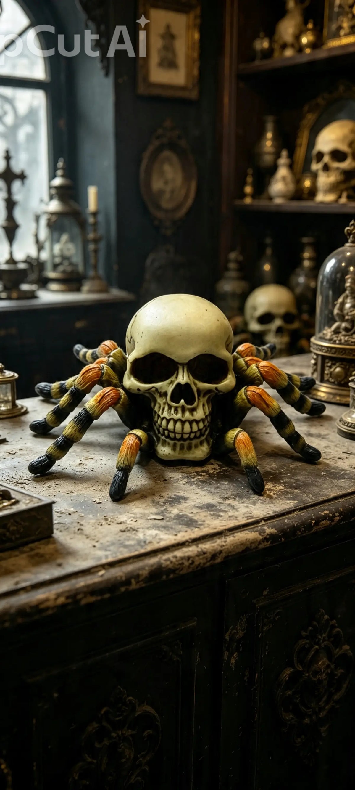 Skull with Spider Legs home decor ornament Spooky Decoration