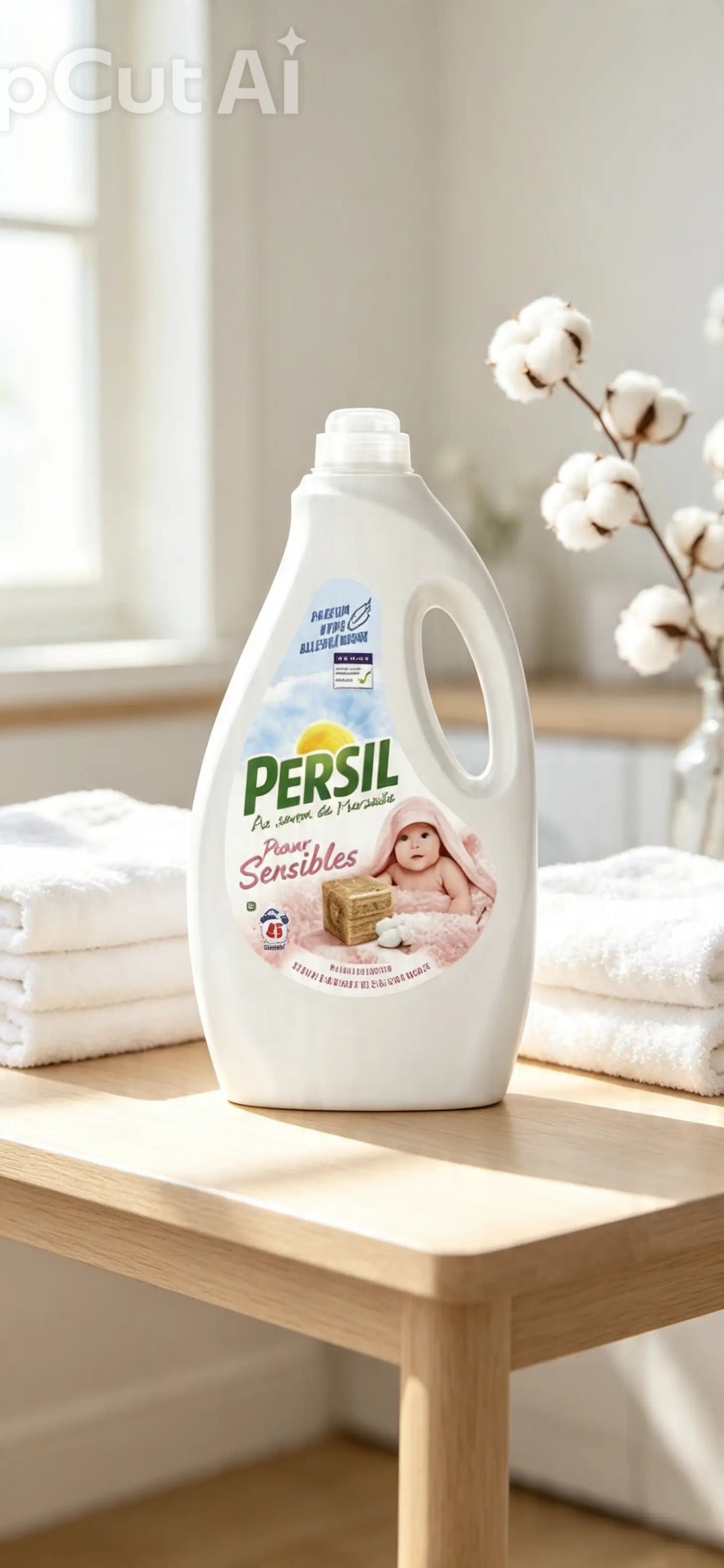 Persil Sensitive Liquid Detergent formulated with Marseille soap and a hypoallergenic cotton flower