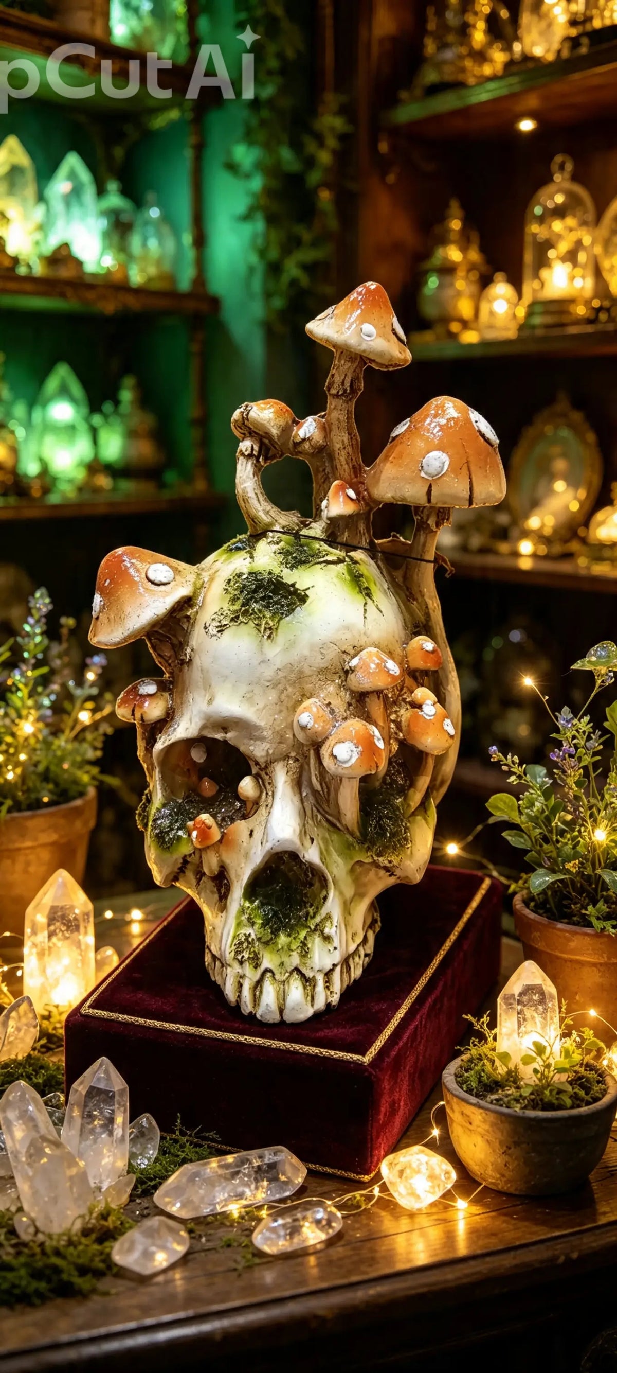 Skull growing Mushrooms