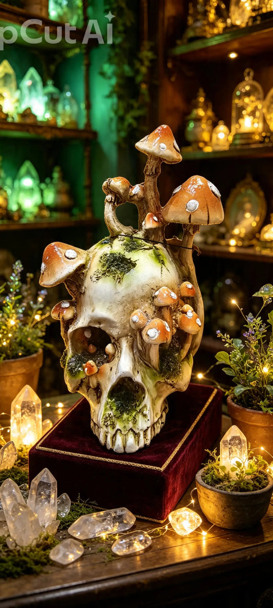Skull growing Mushrooms