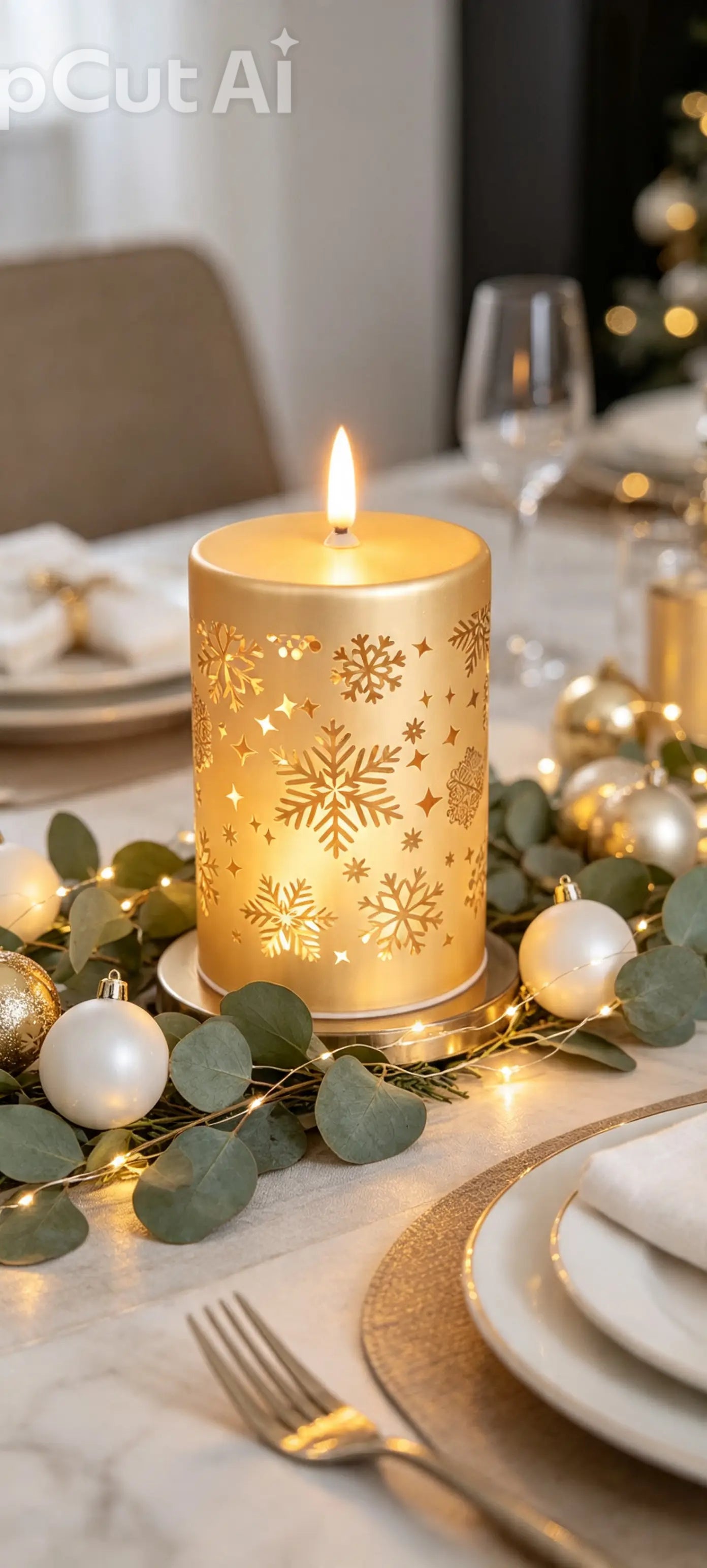Bright Xmas led candle effect decor gold