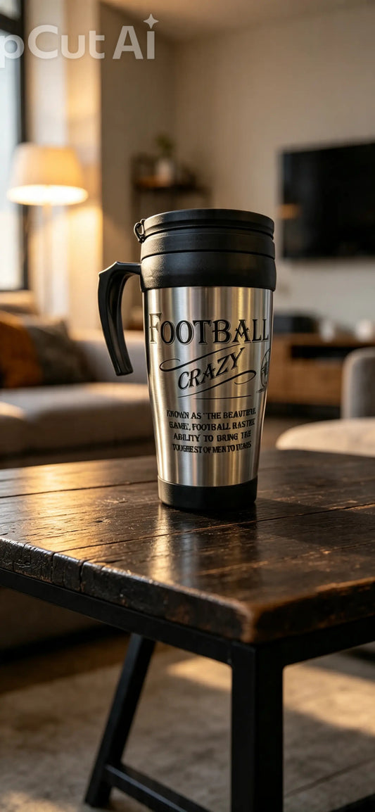 Football crazy insulated travel mug