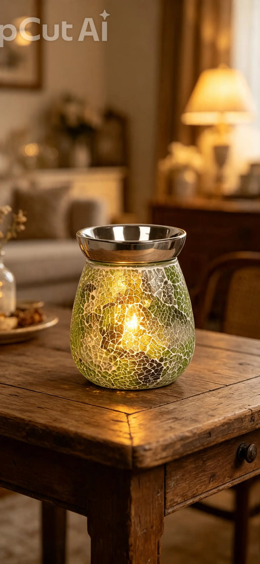Aroma Electric Wax Melt Burner (Jade Crackle/Green Mosaic).