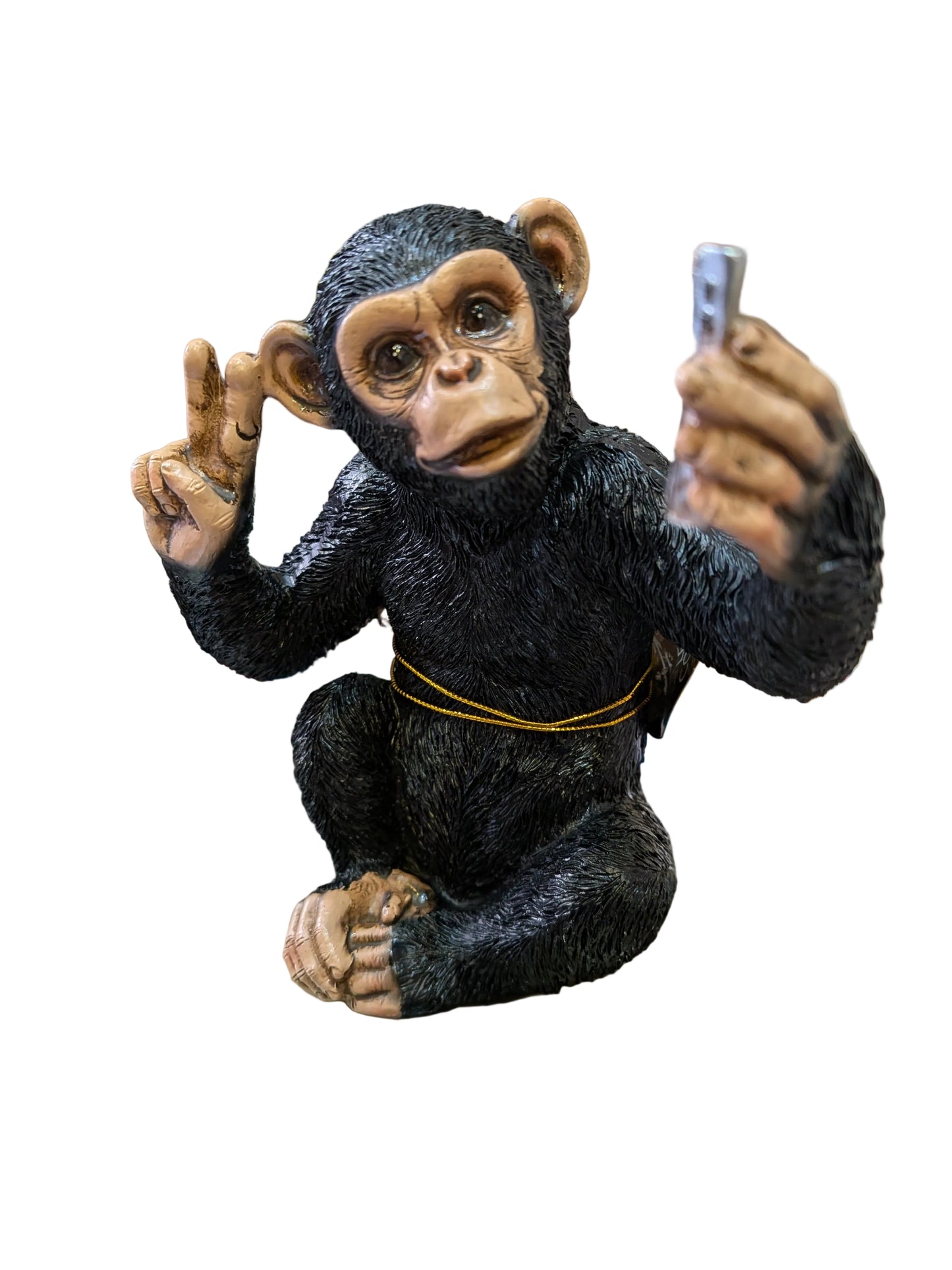 Cheeky Monkey Peace Selfie Statue