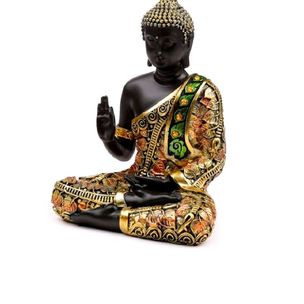 Black & Orange Gold Thai Buddha Mediation Decor Ornaments for Home Religious