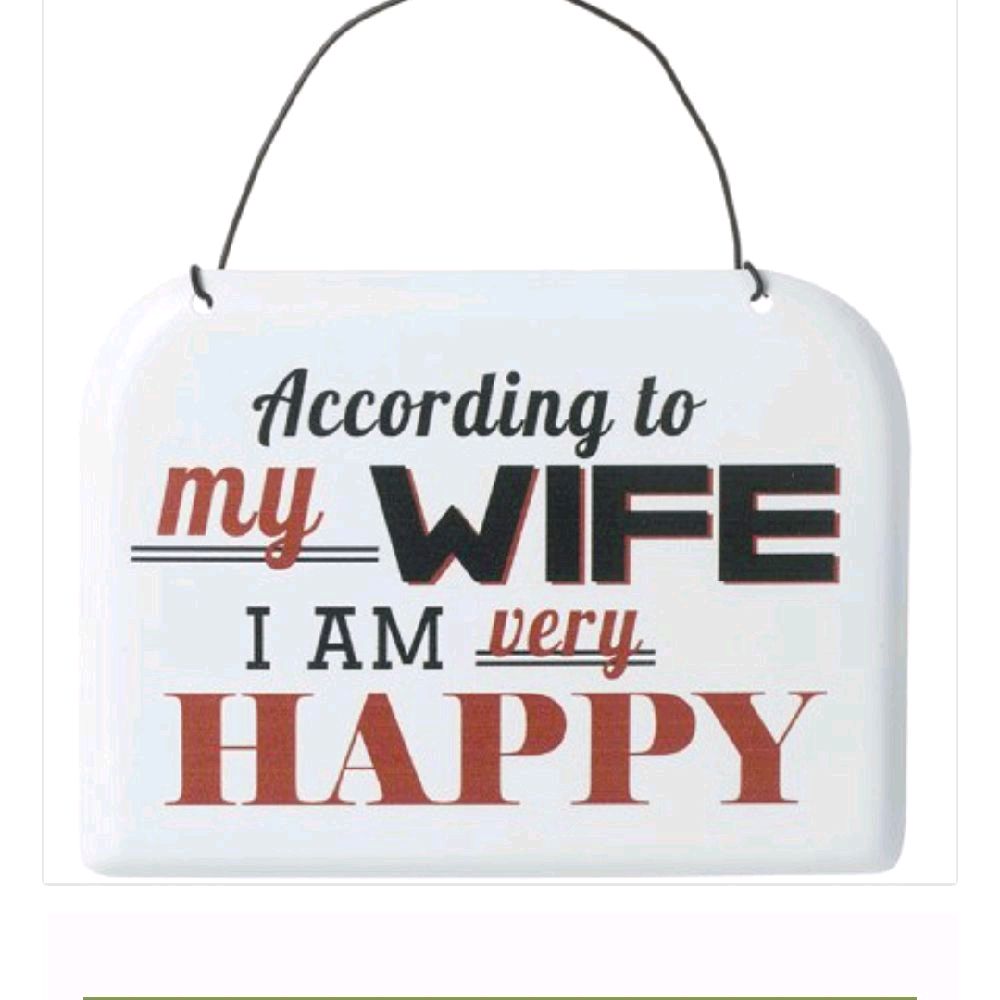 According To My Wife Metal Sign, 15.3cm Decor Retro