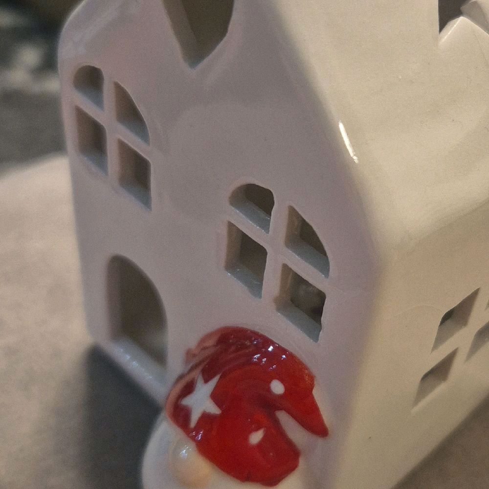 LED House with Santa/ gonk  - 11.5cm - Perfect for Christmas Decorations Ornaments