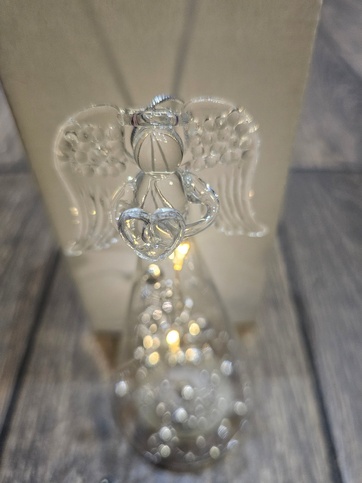 Silver Bead Light Up Glass Hanging Angel Decoration