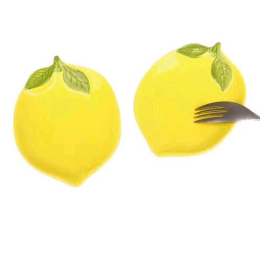 1Pc Lemon Shaped Ceramic Dish for Salad, Fruit, or Snacks - Kitchen Utensil Accessory Plates